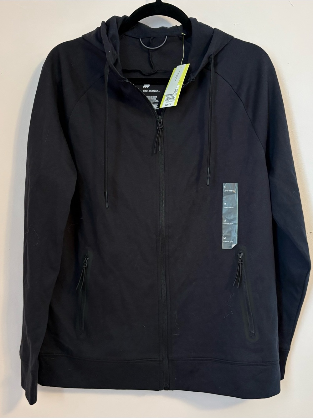 All in Motion ladies Black Full-Zip Hooded sweatshirt, NWT size medium